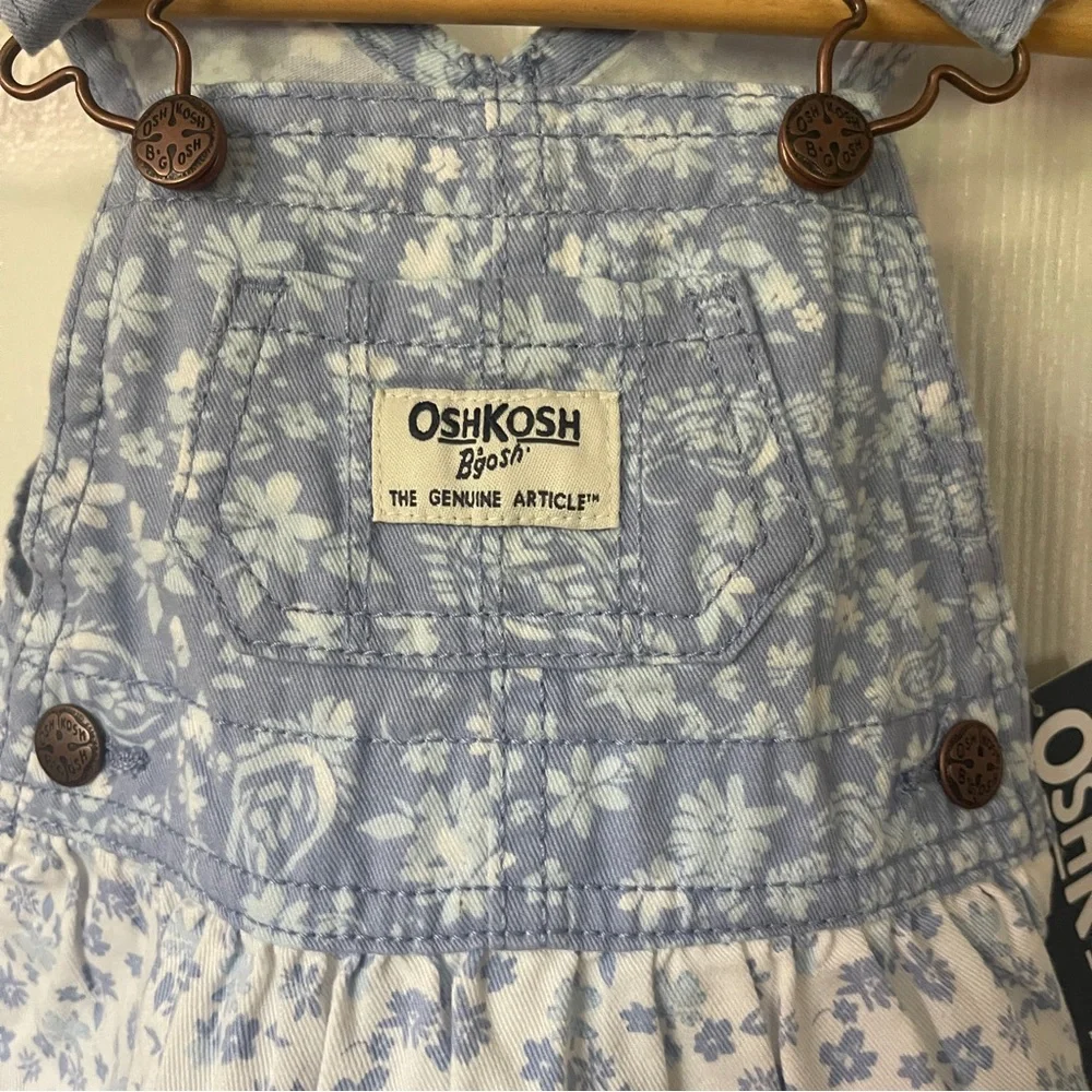 OshKosh B'gosh Light Blue Floral Tiered Overalls 3 Months Dress
